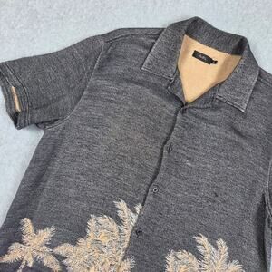 Foxton Mens Large Riviera Barrado Short Sleeve Button Down Palm Tree Print Shirt